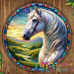 Faux Stained Glass Horse Sign - Rustic Metal Wall Art For Garden Or Farmhouse Decor - thumbnail 2