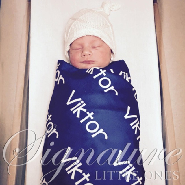 Personalized Baby Blanket & Hat, Name Or Blankie, Swaddle Receiving Blanket, Shower Gift, Announcement - image 1