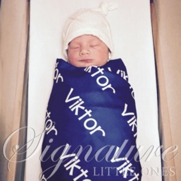 Personalized Baby Blanket & Hat, Name Or Blankie, Swaddle Receiving Blanket, Shower Gift, Announcement