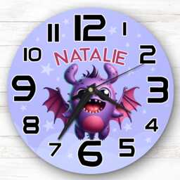 Pink Monster Personalised Gift For Kid's Bedroom Clock - Kids Clock, Children's Decor, Custom Wall