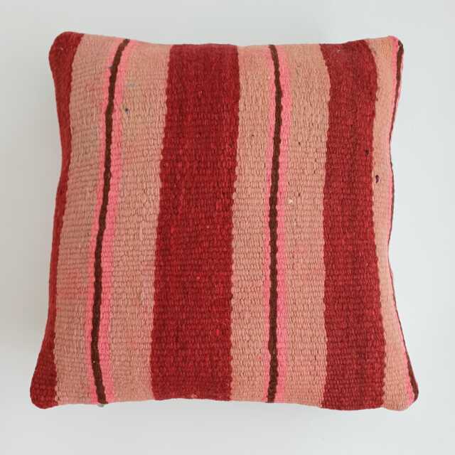 Moroccan Rug Cushion Cover, Handmade Multicoloured Cushion, Boho Pillow, Decorative Throw Kilim 16''x16''/40x40 cm - image 1