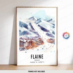 Flaine Poster Print - Watercolour Ski Alpine Art - Travel Wall Artwork Skiing Gifts French Alps Decor Snowboarding Resort Gift - thumbnail 2