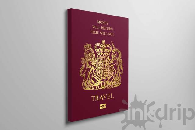 British UK Passport Canvas Art Print, Travel Inspiration - image 1