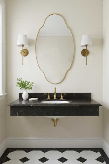 Modern Oval Brass Mirror - Asymmetrical Handmade Vanity Wall - image 1