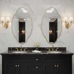 Modern Oval Brass Mirror - Asymmetrical Handmade Vanity Wall - thumbnail 2