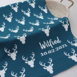 Personalised Stag Baby Blanket, Luxury Named New Gift - thumbnail 2