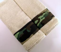 Camo Fabric Trimmed Towel Ringspun Cotton Bathroom Decor