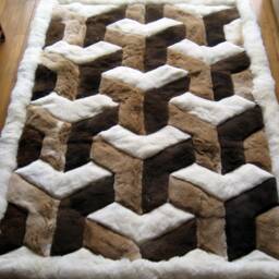 Baby Alpaca Fur Rug With Geometric Design. Handmade in Peru - thumbnail 2