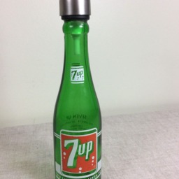 Vintage 7-Up Cola Soda Bottle Soap Dispenser Bathroom Kitchen Pump Green Glass Metal Bathing Suit Spray - thumbnail 2