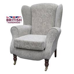 Handmade Floral Wingback Armchair British Fireside Accent Chair
