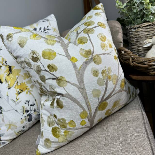 Decorative Cushion Cover, Sulphur Floral Pillow Cover For Sofa, Bed, Window, Chair, Living Room, Voyage Topola Fabric , Spring Made in UK - image 1