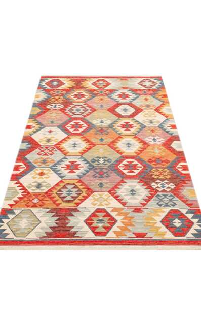 Cotton Turkish Kilim Rug Recycled Bohemian Flatweave Carpet - image 1