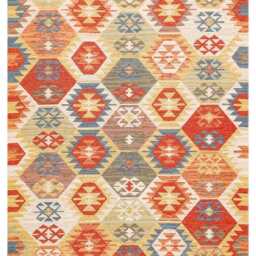 Cotton Turkish Kilim Rug Recycled Bohemian Flatweave Carpet - thumbnail 3