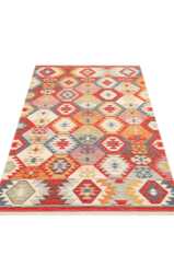 Cotton Turkish Kilim Rug Recycled Bohemian Flatweave Carpet - thumbnail 1