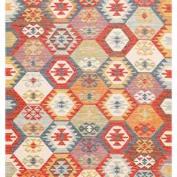 Cotton Turkish Kilim Rug Recycled Bohemian Flatweave Carpet - thumbnail 2