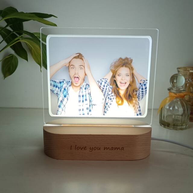 Personalized Photo Lamp With Usb, Custom Night Light Lamp, Gift For Her, Anniversary Gift, Engraved Portrait - image 1