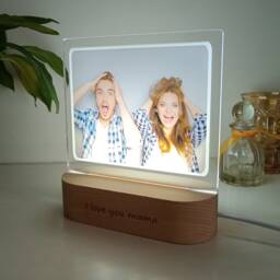 Personalized Photo Lamp With Usb, Custom Night Light Lamp, Gift For Her, Anniversary Gift, Engraved Portrait - thumbnail 2
