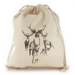 Personalized Christmas Gift Sack, Bambi Reindeer Design, Drawstring Bag - thumbnail 3