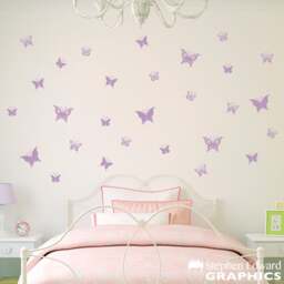 Butterfly Decal - Set Of 28 Butterflies Wall Decals Girl Bedroom Decor - thumbnail 1