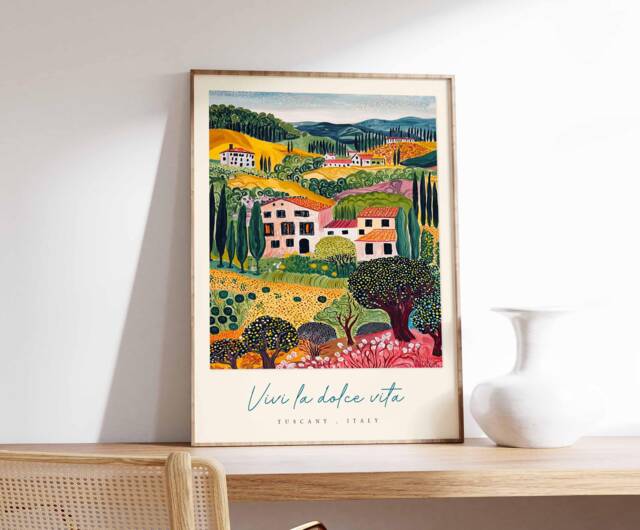 Tuscany Landscape Poster Italian Travel Art Print - image 1