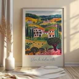 Tuscany Landscape Poster Italian Travel Art Print - thumbnail 3