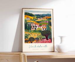 Tuscany Landscape Poster Italian Travel Art Print - thumbnail 1