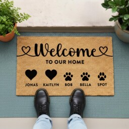 Welcome To Our Home Doormat - Of Happy Feet & Paws Custom Mat Entryway Rug Perfect Housewarming Gift - thumbnail 3