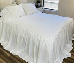 White Bedspread, Natural Linen Bedspread, Linen Bed Cover, Queen King Twin Bedspread