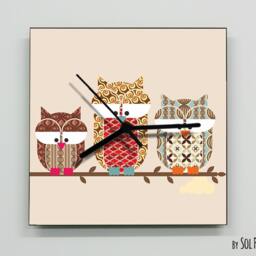 Three Cute Owls Wall Clock - Kids Nursery Room, Teens Baby Room - thumbnail 2