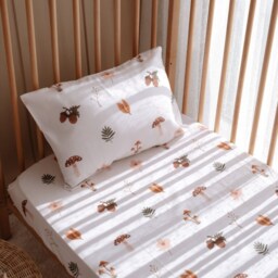 Forest Patterned Organic Cotton Satin Fitted Sheet - Soft Crib Sheets For Baby Affordable Twin Size Bedding Unique Gifts - thumbnail 2