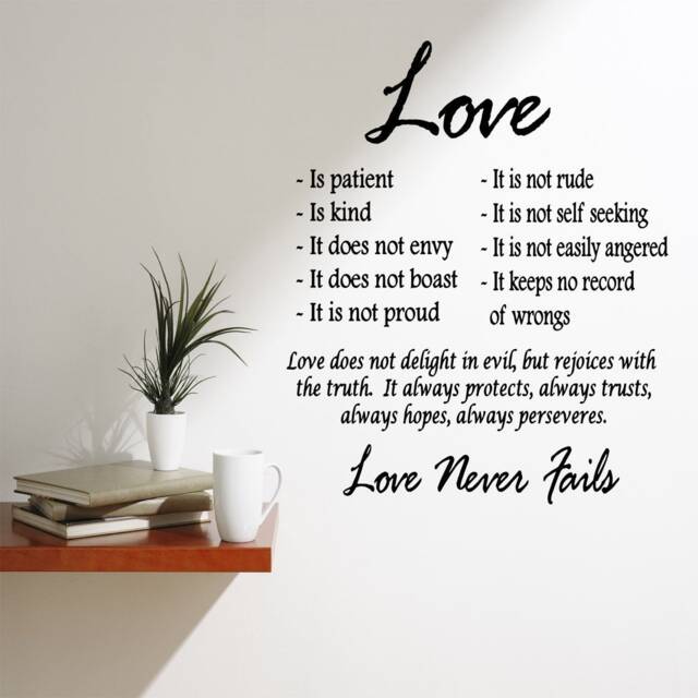 Love Is Patient Love Kind Wall Art Decor Vinyl Decal Sayings Religious Bible 1 Corinthians Wedding Marriage Scripture - Vwaq V1 - image 1