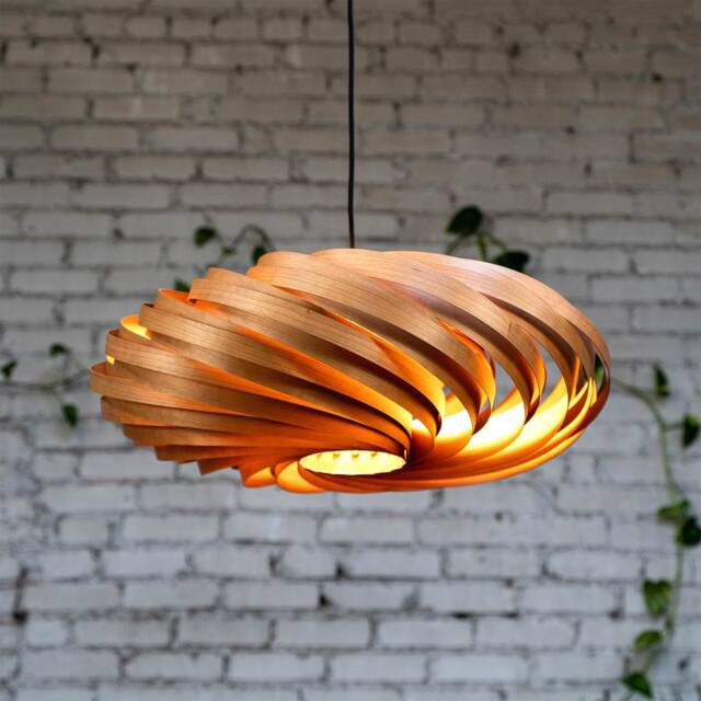 Handmade Hanging Lamp Made Of Cherry Tree Wood. Wooden From Cologne - image 1