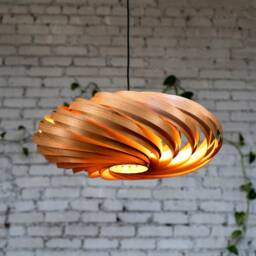 Handmade Hanging Lamp Made Of Cherry Tree Wood. Wooden From Cologne