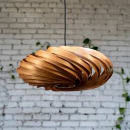 Handmade Hanging Lamp Made Of Cherry Tree Wood. Wooden From Cologne - thumbnail 2