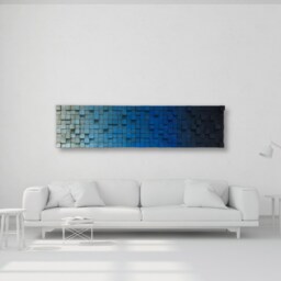 Blue Ombre Wood Wall Art - Reclaimed Mosaic - thumbnail 3