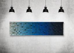 Blue Ombre Wood Wall Art - Reclaimed Mosaic - thumbnail 1