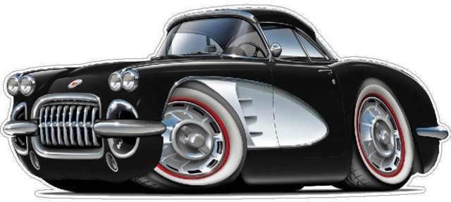 1958-60 Corvette Wall Decal Vintage Chevy Cartoon Car Vinyl Sticker - image 1