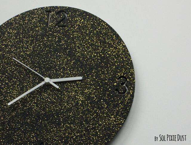 Shimmer/Black Granite Gold Glitter Concrete Wall Clock Modern Circle With Textured Home Decor Housewarming Gift - image 1