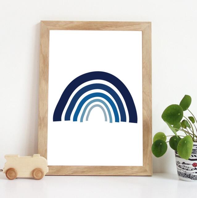 Boys Nursery Prints, Rainbow Print, Playroom Bedroom Decor, Wall Art, Blue Decor - image 1