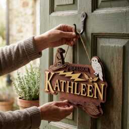 Custom Wooden Name Sign For Teacher, Wizard Professor Door Plaque, Magical Owl Classroom Gift, Personalized Wall Decor - thumbnail 4