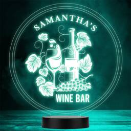 Wine Bar Bottle With Glass & Grapes Leaves Gift Colour Change Night Light - thumbnail 1