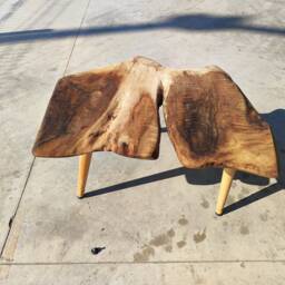 Handmade Live Edge Walnut Coffee Table Mcm Wood Side Table Wg-1032 Wodygody - thumbnail 3