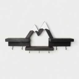 Mountain Key Holder With Shelf & Hooks - Wooden Wall Rack Rustic Entryway Organizer Cabin Decor First Apartment Gift - thumbnail 2