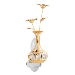 24K Gold Plated Flower in Vase Handcrafted Luxury Night Light Decorated Swarovski Crystals Bedroom Bathroom Kids Room Gift Premium Decor