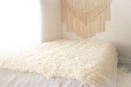 Exclusive Genuine Unique Woven Lamb Sheepskin, Lambskin Rug, Pelt, Throw, Blanket Giant Extra Large Creamy White Real Sheepskin Throw - thumbnail 1