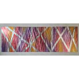 Modern Abstract Metal Wall Art, Red Orange Purple Silver, Indoor Outdoor - thumbnail 2