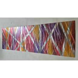 Modern Abstract Metal Wall Art, Red Orange Purple Silver, Indoor Outdoor - thumbnail 3