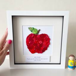 Personalised Teacher Gift, Appreciation, Retirement, Apple Button Art, Gift For End Of Year, Leaving - thumbnail 3