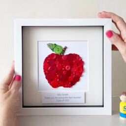 Personalised Teacher Gift, Appreciation, Retirement, Apple Button Art, Gift For End Of Year, Leaving - thumbnail 2