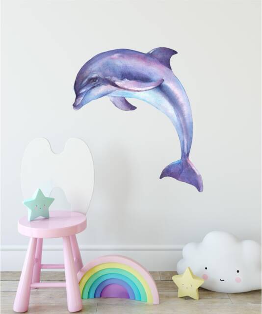 Purple Dolphin Wall Decal Ocean Sea Life Removable Fabric Sticker - image 1